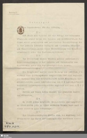 Satzungen des Kunstvereins für die Lößnitz : Entwurf