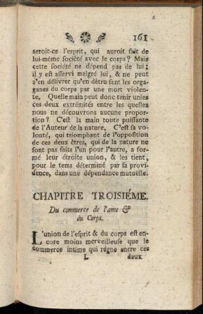 Chapitre Troisiéme. Du commerce de l'ame & du Corps.