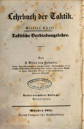 Lehrbuch der Taktik, 4. Taktische Verbindungslehre