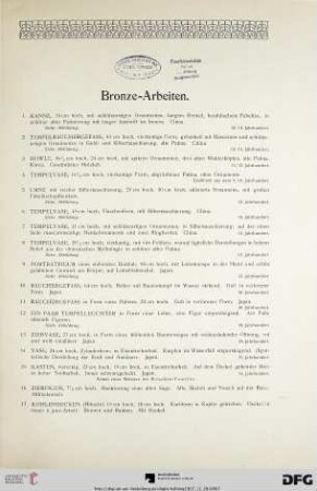 Bronze-Arbeiten (Nr. 1-19k)