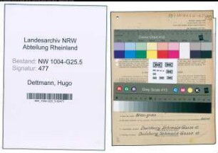 Entnazifizierung Hugo Dettmann , geb. 17.11.1892 (Maler)