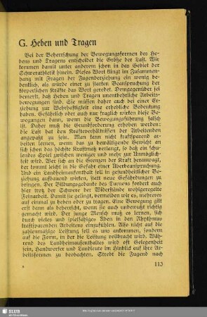 G. Heben und Tragen