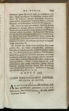 Caput III. De Oleis Essentialibus Expressis, Coctis, Et Infusis.