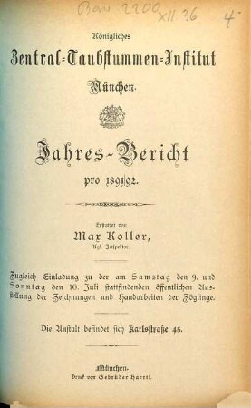 Jahresbericht. 1891/92