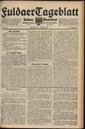 Ausgabe vom Samstag, den 19. August 1922.