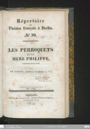 Les perroquets de la mère Philippe : vaudeville en un acte