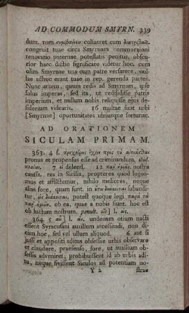 Ad Orationem Siculam Primam.