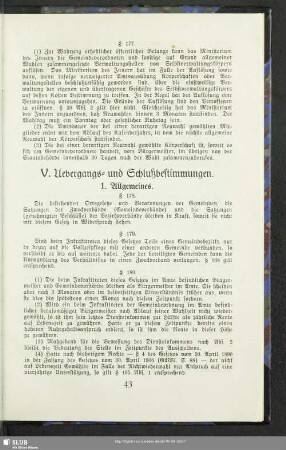 V. Uebergangs- und Schlußbestimmungen