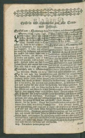 Episteln und Evangelia auf alle Sonn- und Festtage
