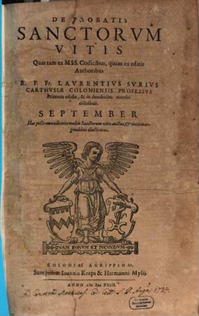 De Probatis Sanctorvm Vitis, 9. September
