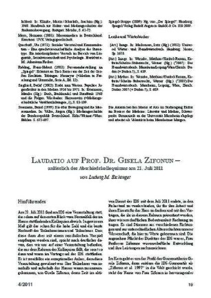 Laudatio auf Prof. Dr. Gisela Zifonun – anlässlich des Abschiedskolloquiums am 21. Juli 2011