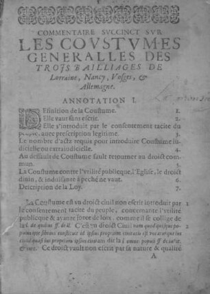 Commentaire sur les coustumes de Lorraine