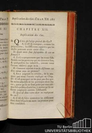 Chapitre XII. Explication des Cas.
