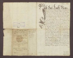 Gültbrief des Carl Linckh zu Baden gegen die St. Peters-Kirchenfabrik daselbst über 12 fl. unter Verpfändung eines Hauses