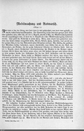 Mobilmachung und Ausmarsch.