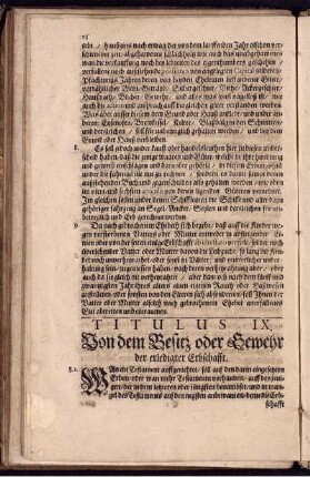 Titulus IX. Von dem Besitz oder Gewehr der erledigter Erbschafft