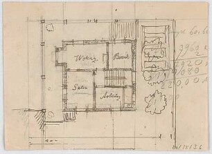 Thiersch, August ; München, Georgenstr.; Privathaus, Projekt - Grundriss