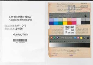 Entnazifizierung Willy Mueller , geb. 28.02.1910 (Sekretaer)
