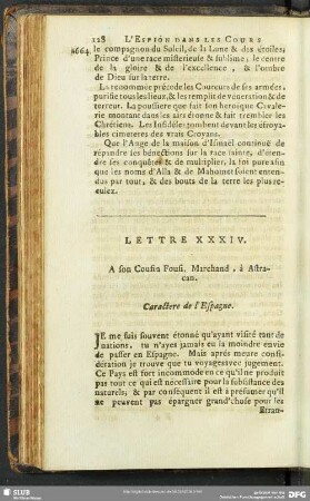 Lettre XXXIV. A son Cousin Fousi, Marchand , à Astracan