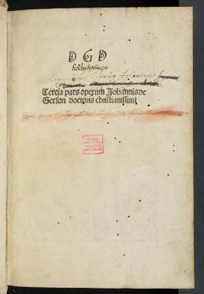 3: Tercia pars operum Johannis de Gerson doctoris christianissimi