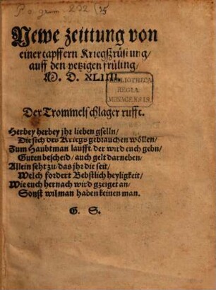 Newe Zeitung von einer ... Kriegsrüstung auff den yetzigen Früling