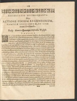 Dissertatio Decimaquarta De Actione Finium Regundorum, Familiae Erciscundae, Et Communi dividundo.