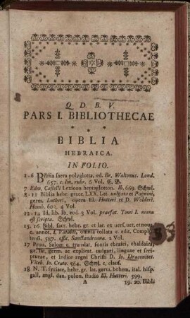 Pars I. Bibliothecae