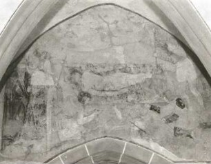 Freiberg (Sachsen). Rathaus, Kapelle St. Laurentius. Das Martyrium des St. Laurentius, Wandmalerei (1401/1500)