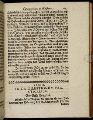 XXXIII. Triga Quæstionum Practicalium.