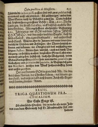 XXXIII. Triga Quæstionum Practicalium.