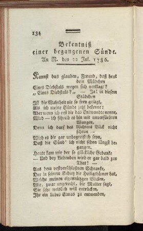 Bekentniß einer begangenen Sünde. An N. den 22 Jul. 1786.