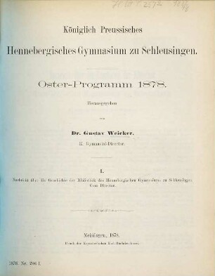 Oster-Programm. 1877/78