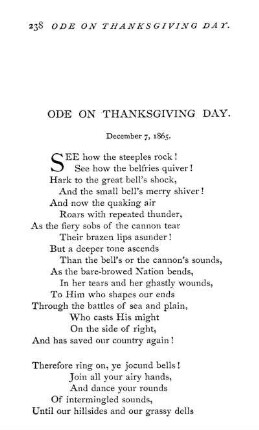 Ode On Thanksgiving Day. December 7, 1865.