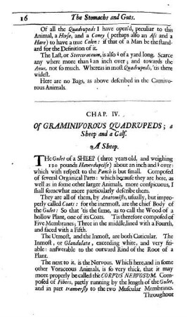 Chap. V. Of the Uses of the Gulet and Stomachs of Quadrupeds. And first of the Gulet