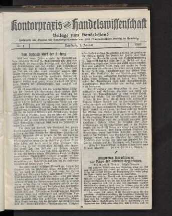 Beilage zum Handelsstand Nr. 1