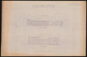 Konservatorium mit Theater, Istanbul: W-Ansicht und N-Ansicht 1:200