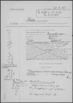 Bempflingen: Visitationsbericht mit Pfarrbericht 1965