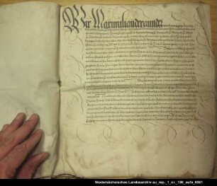 Kaiser Maximilian II. bestätigt den Grafen Edzard II. und Johann von Ostfriesland die Belehnung durch Kaiser Ferdinand I. von 1558 Ausstellungsort: Raab (Györ) Anhängendes Siegel erhalten; Unterschrift