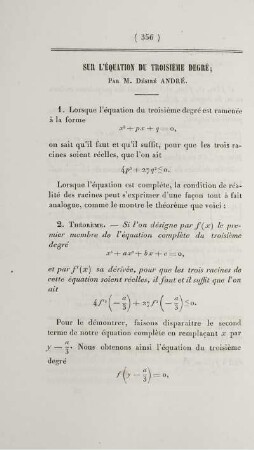 Sur l'équation du troissiéme degré.