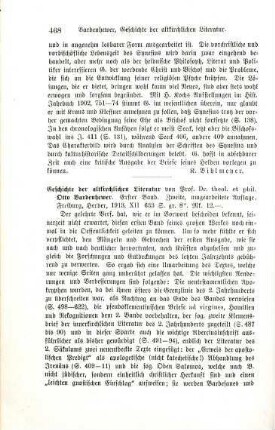 468-470 [Rezension] Bardenhewer, Otto, Vom Ausgang des apostolischen Zeitalters bis zum Ende des zweiten Jahrhunderts