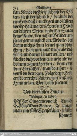 CXCIV. Von vier süssen Dingen