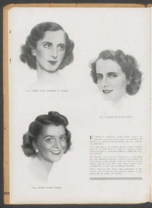 [Retratos de] Sra. María Rosa Aguirre de Ferber [y] Srta. Susana Puig Balparda [y] Srta. Elena Faget Figari [y otras]