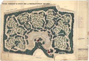 Hansjakob, Gottfried; München; Neuer Südfriedhof (Friedhof München) - 'Neuer Friedhof im Osten der Landeshauptstadt München', Vorentwurf Gestaltungsplan