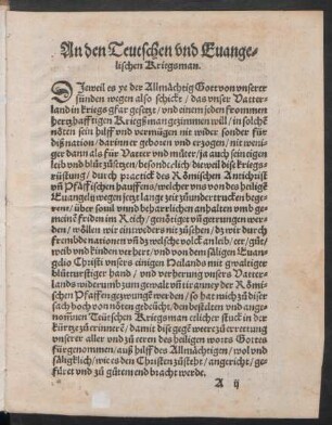An den Teutschen und Evangelischen Kriegsman.