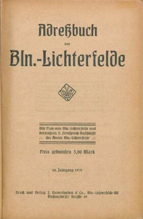 18.1914: Adressbuch von Berlin-Lichterfelde