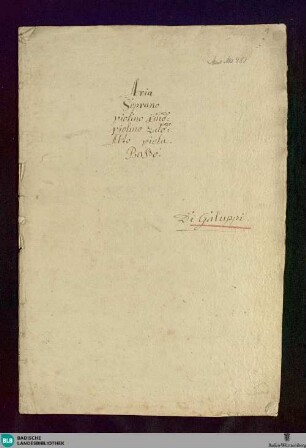L' Eroe cinese. Excerpts - Don Mus.Ms. 481 : S, strings