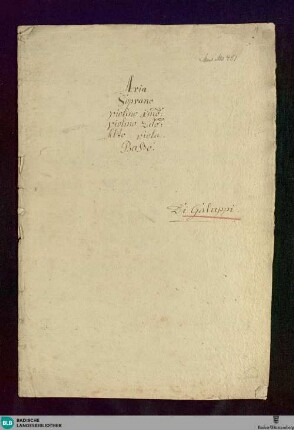 L' Eroe cinese. Excerpts - Don Mus.Ms. 481 : S, strings