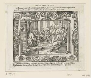 Rangstreit unter den Aposteln, aus: "Biblische Figuren deß Neuwen Testaments", Frankfurt am Main 1562, S. l4 recto