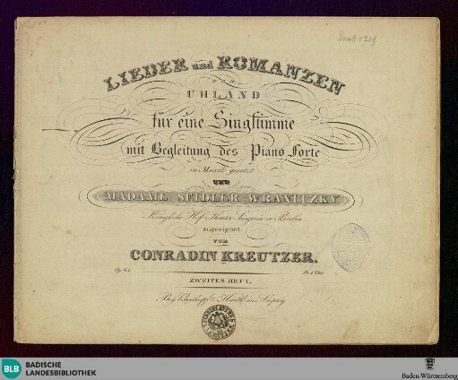 2: Lieder und Romanzen von Uhland : für eine Singstimme mit Begleitung des Piano forte; op. 64