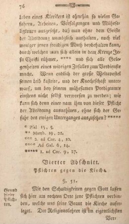 Vierter Abschnitt. Pflichten gegen die Kirche.